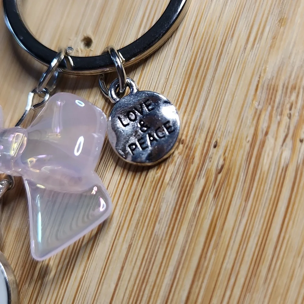 Pink Ribbon Purse Charm Or Keychain with Bow Charm